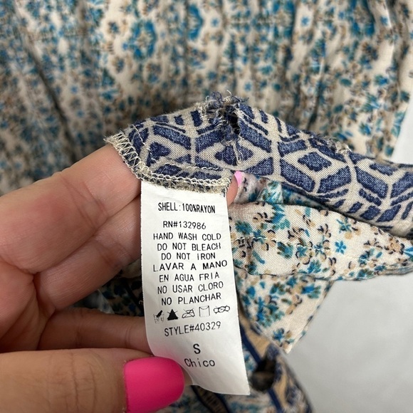 Mittoshop button front Blue Floral Dress small - Picture 7 of 7